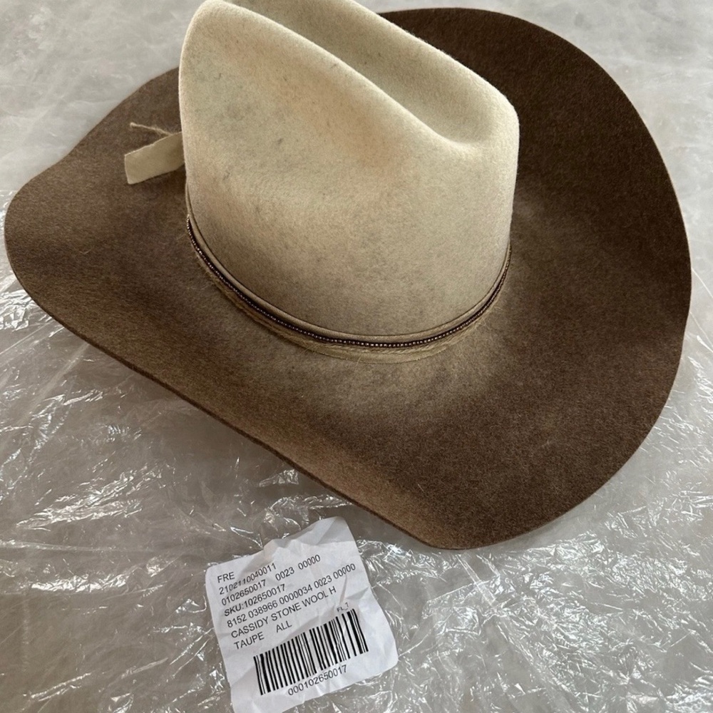 Free People Cassidy Stone Wool Hat – Taupe Ombre Wide Brim
